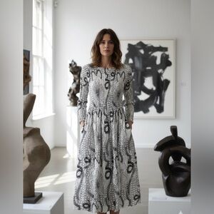 Alquema Womens Smash Pocket Crinkle Midi Dress Size 1 (4-8) Abstract White